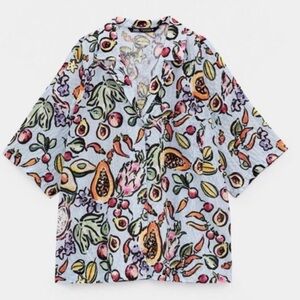 Zara Multicolor Fruit Pattern women’s oversized button down  Shirt